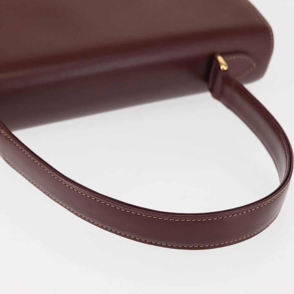 CARTIER Hand Bag Leather Bordeaux Gold Auth 146656 - Picture 7 of 16